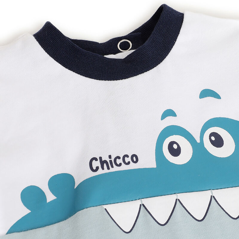 Boys White & Blue Printed Short Sleeve T-Shirt image number 2
